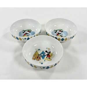 Vintage 90s Disney Mickey Minnie Pluto Cereal Soup 5.75" Bowls Gibson Set Of 3